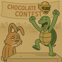 The tortoise is victorious over the hare in the great chocolate race!
